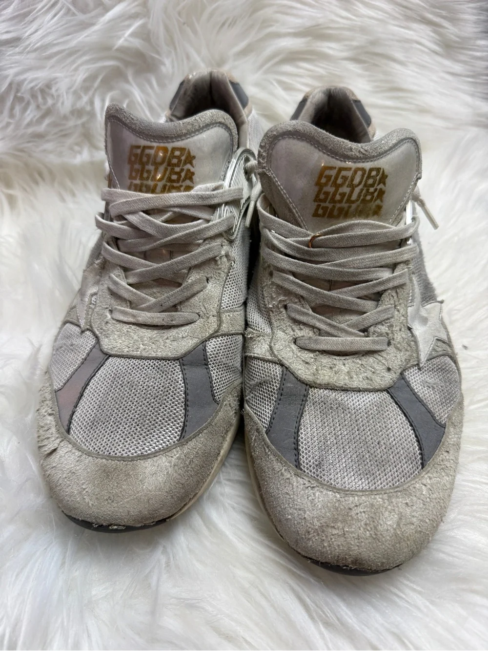 Golden Goose DAD•STAR Off-White and Light Gray Dad Sneakers
